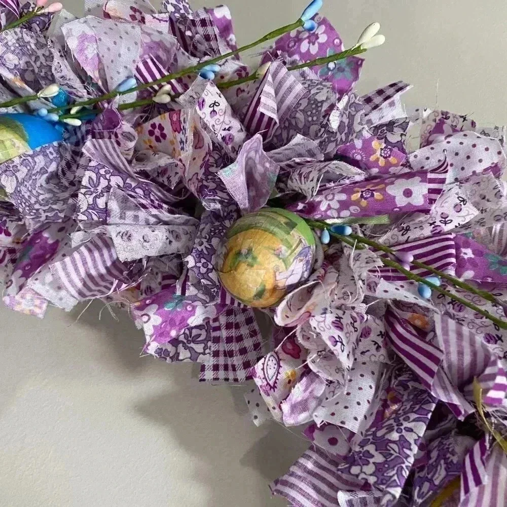 Easter Rag Wreath - 18”